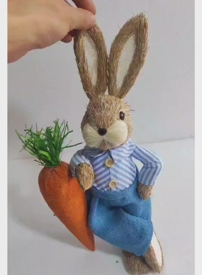 FATIO 39cm Handmade Easter Bunny | Straw Rabbit Ornament for Garden & Home Décor