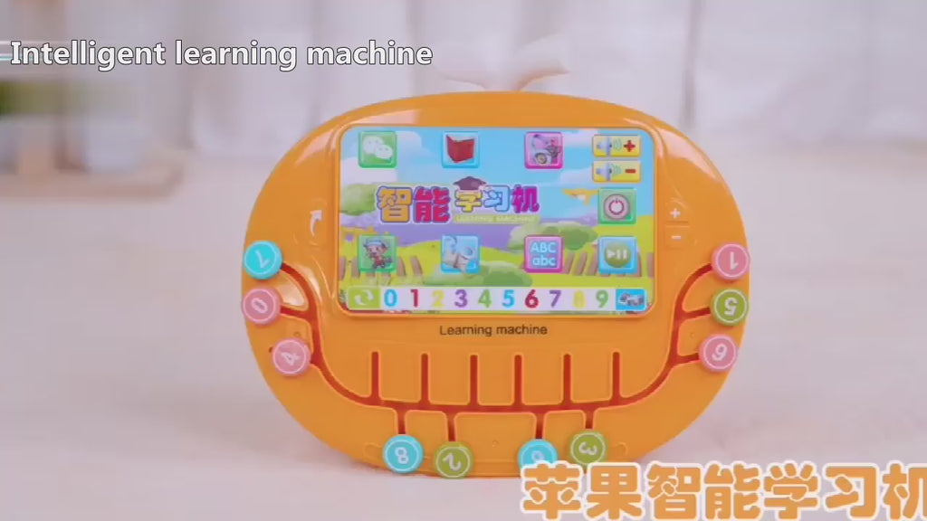 Multifunctional Tablet Learning Machine, Interactive Educational Toy with Letters, Numbers, Music, Story Telling, and more, Modern math learning machine toy apple shape for Toddlers