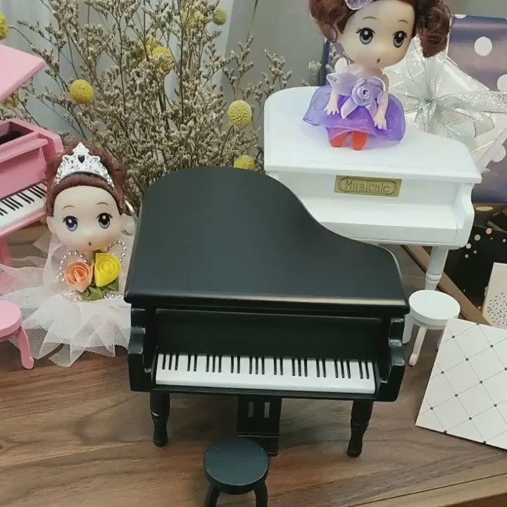 Vintage Windup Wooden Piano Music Box With Classical Music Tunes, Creative, Cute And Romantic Musical Gift for Birthday, Valentine, Christmas