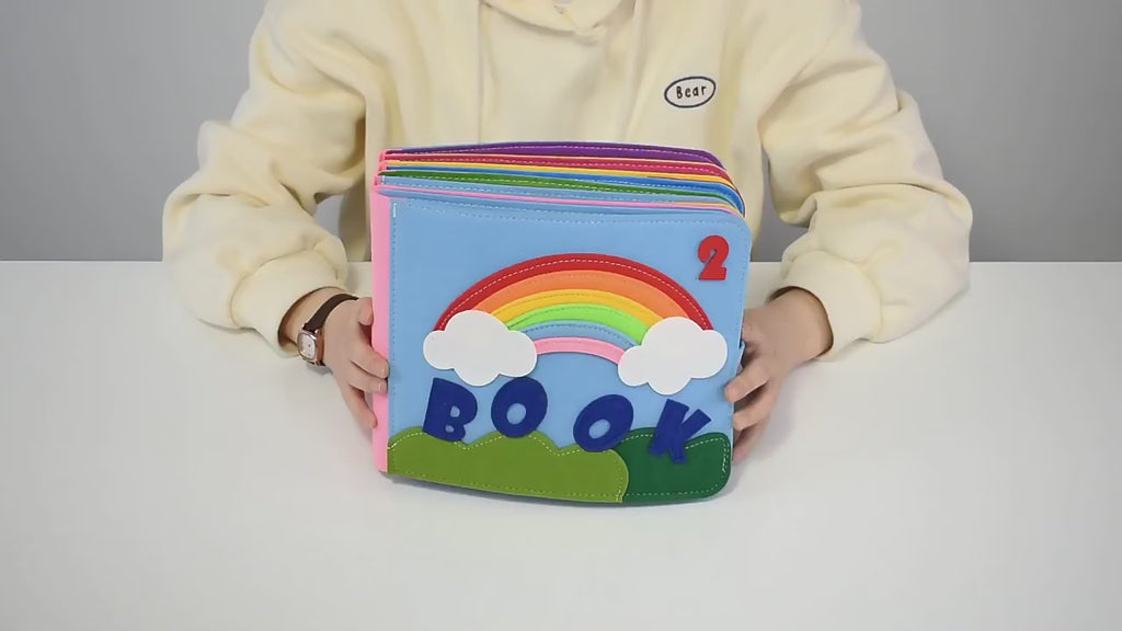 Felt Montessori Story Book Busy Board with DIY Page Sensory Toys for Basic Skill Learning, Travel Toys for Toddler Activity Developing Sensory Board
