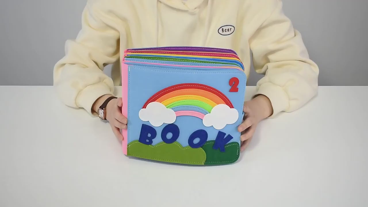 Felt Montessori Story Book Busy Board with DIY Page Sensory Toys for Basic Skill Learning, Travel Toys for Toddler Activity Developing Sensory Board