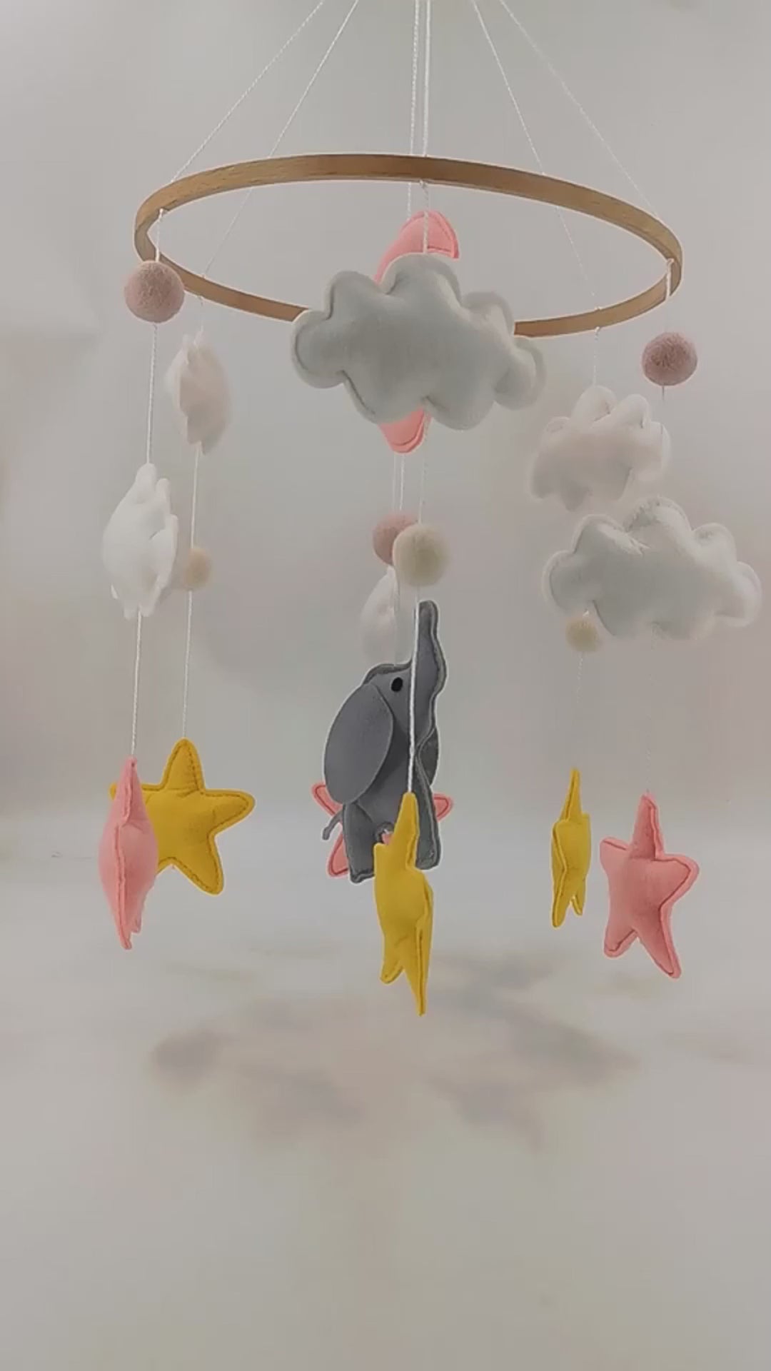 Cotton Baby Crib Mobile for Baby Bed and Cribs, Cute and Adorable Hanging Decorations, Elephant 2