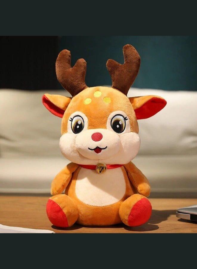 Pure Cotton Filled Christmas Plush Toys Santa Claus and Reindeer, Stuffed Soft  Animal Plush Toy Suitable for Christmas Decoration Living Room Decoration, 20cm Fatio General Trading