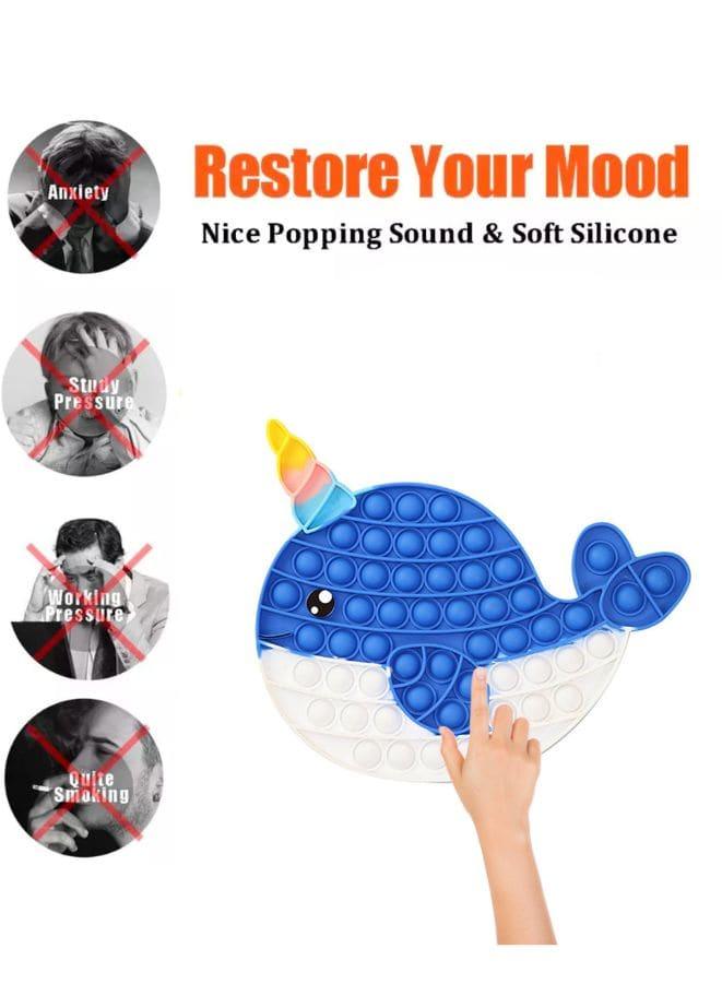 Push Pop Bubble Fidget Toy, Silicone Animal Sensory Squeeze Toy, Stress Relief, Anti-Anxiety, ADHD, Autism, Special Fidget Popper Gift for Kids and Adults, Whale A Fatio General Trading