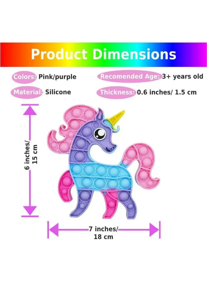 Push Pop Bubble Fidget Toy, Silicone Animal Sensory Squeeze Toy, Stress Relief, Anti-Anxiety, ADHD, Autism, Special Fidget Popper Gift for Kids and Adults, Unicorn A Fatio General Trading