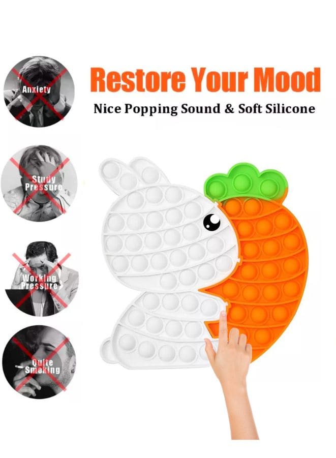 Push Pop Bubble Fidget Toy, Silicone Animal Sensory Squeeze Toy, Stress Relief, Anti-Anxiety, ADHD, Autism, Special Fidget Popper Gift for Kids and Adults, Rabbit A Fatio General Trading