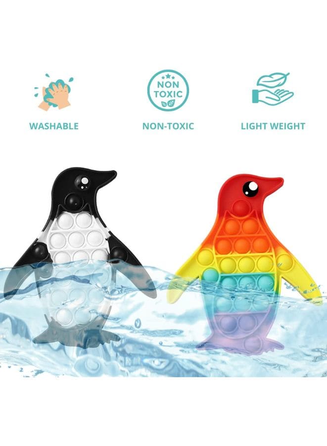 Push Pop Bubble Fidget Toy, Silicone Animal Sensory Squeeze Toy, Stress Relief, Anti-Anxiety, ADHD, Autism, Special Fidget Popper Gift for Kids and Adults, Penguin A Fatio General Trading