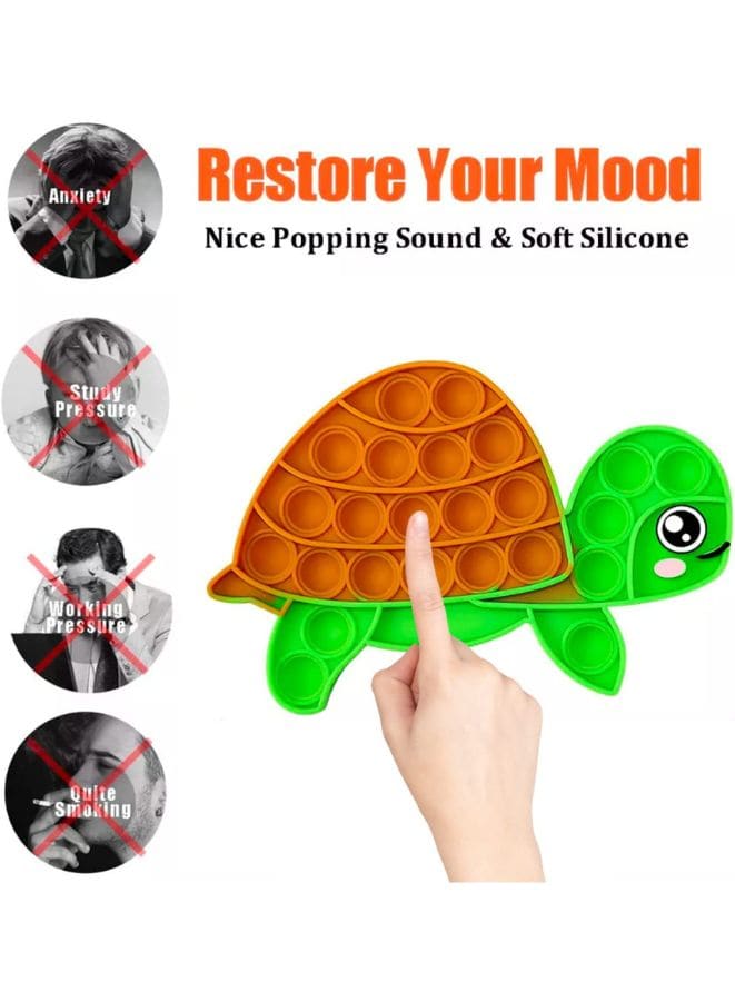 Push Pop Bubble Fidget Toy, Silicone Animal Sensory Squeeze Toy, Stress Relief, Anti-Anxiety, ADHD, Autism, Special Fidget Popper Gift for Kids and Adults, Tortoise A Fatio General Trading