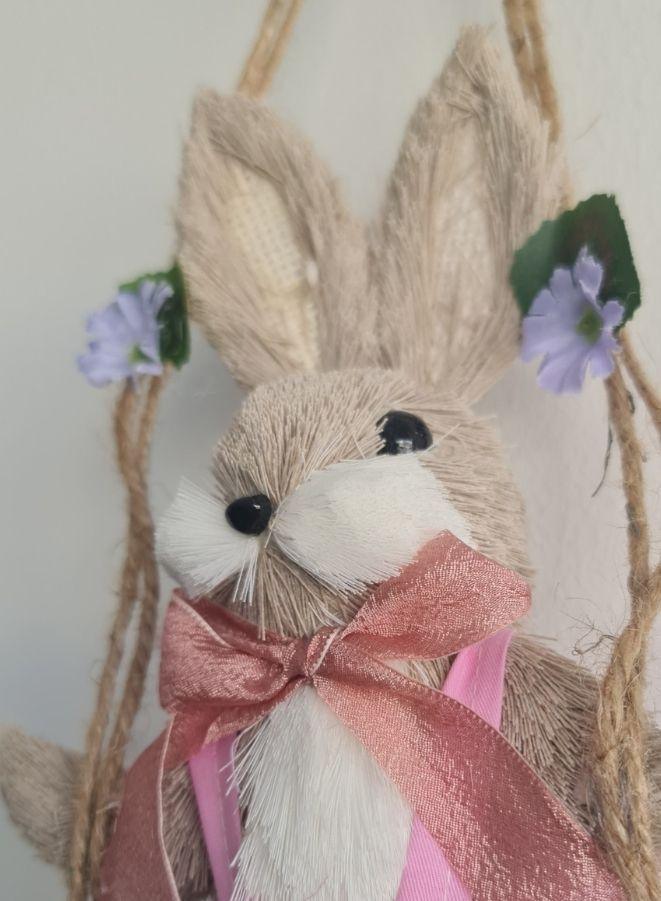 FATIO 46cm Handmade Easter Bunny Figure | Cotton String Easter Decoration for Home & Gifts