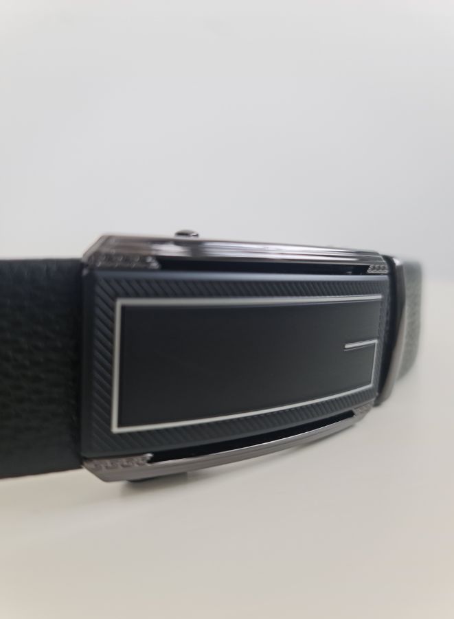 Premium Black Leather Strap Belt with Pin Buckle