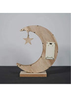 Ramadan Eid Mubarak Ornaments Wooden Moon Shape Night Light LED Muslim Ramadan Table Light Crafts Desktop Decoration for Festival Home Party Fatio General Trading