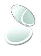 Rechargeable Compact Mirror with Light,1x/10x Magnification, Dimmable Lighted Travel Makeup Mirror,LED Compact Mirror for Purses,Pocket,Touch Switch,Type-c Charging,Daylight,Portable,Handheld, White Fatio General Trading