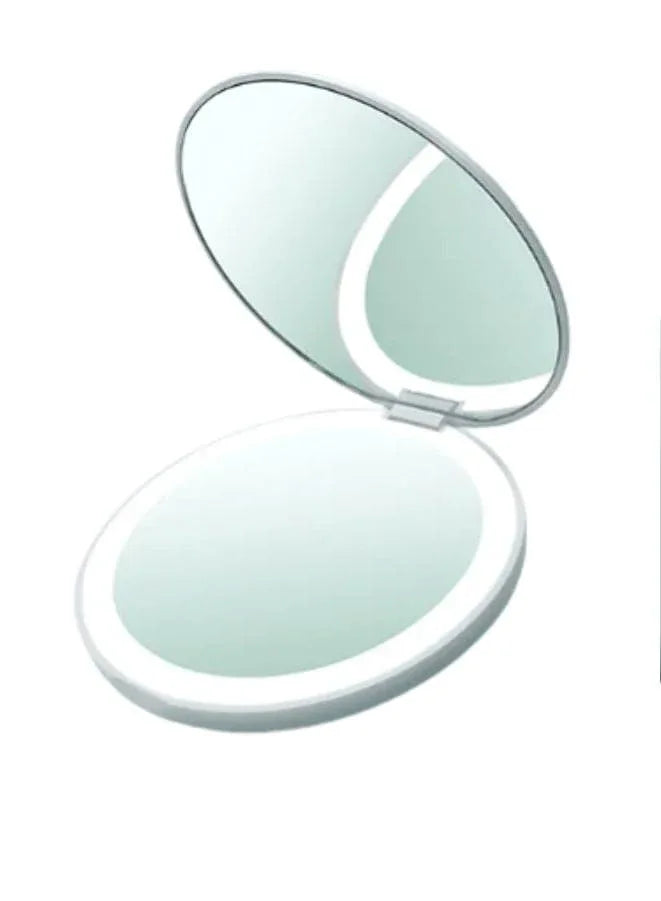 Rechargeable Compact Mirror with Light,1x/10x Magnification, Dimmable Lighted Travel Makeup Mirror,LED Compact Mirror for Purses,Pocket,Touch Switch,Type-c Charging,Daylight,Portable,Handheld, White Fatio General Trading