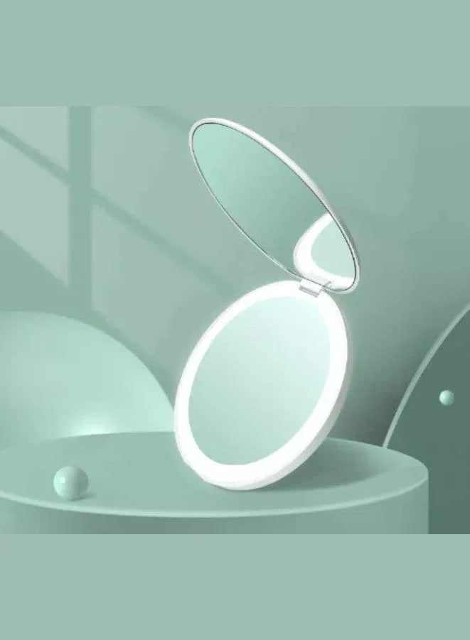 Rechargeable Compact Mirror with Light,1x/10x Magnification, Dimmable Lighted Travel Makeup Mirror,LED Compact Mirror for Purses,Pocket,Touch Switch,Type-c Charging,Daylight,Portable,Handheld, White Fatio General Trading