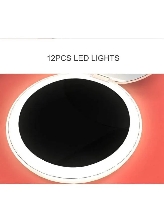 Rechargeable Compact Mirror with Light,1x/10x Magnification, Dimmable Lighted Travel Makeup Mirror,LED Compact Mirror for Purses,Pocket,Touch Switch,Type-c Charging,Daylight,Portable,Handheld, White Fatio General Trading