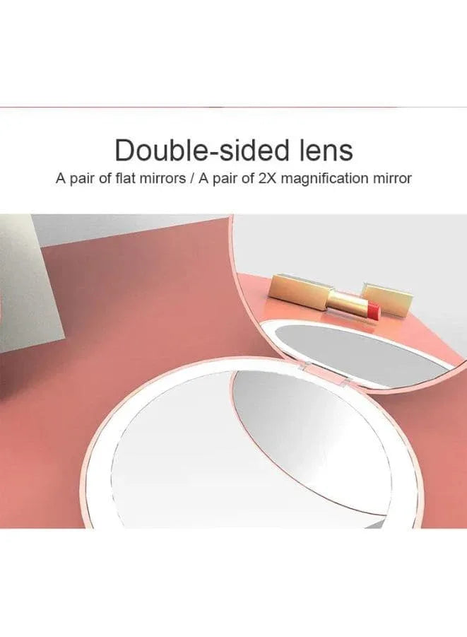 Rechargeable Compact Mirror with Light,1x/2x Magnification, Dimmable Lighted Travel Makeup Mirror,LED Compact Mirror for Purses,Pocket,Touch Switch,Type-c Charging,Daylight,Portable,Handheld, White Fatio General Trading