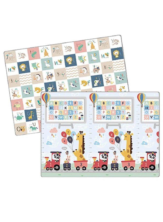 Reversible Folding Children's Waterproof and Non-toxic Double Sided Mat (200x180x1.0cm), Train Giraffe Fatio General Trading