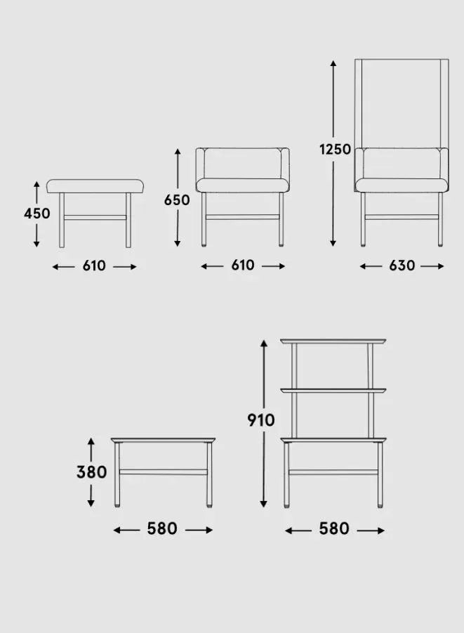 Agora Modular Seating System with Upholstered Backrest