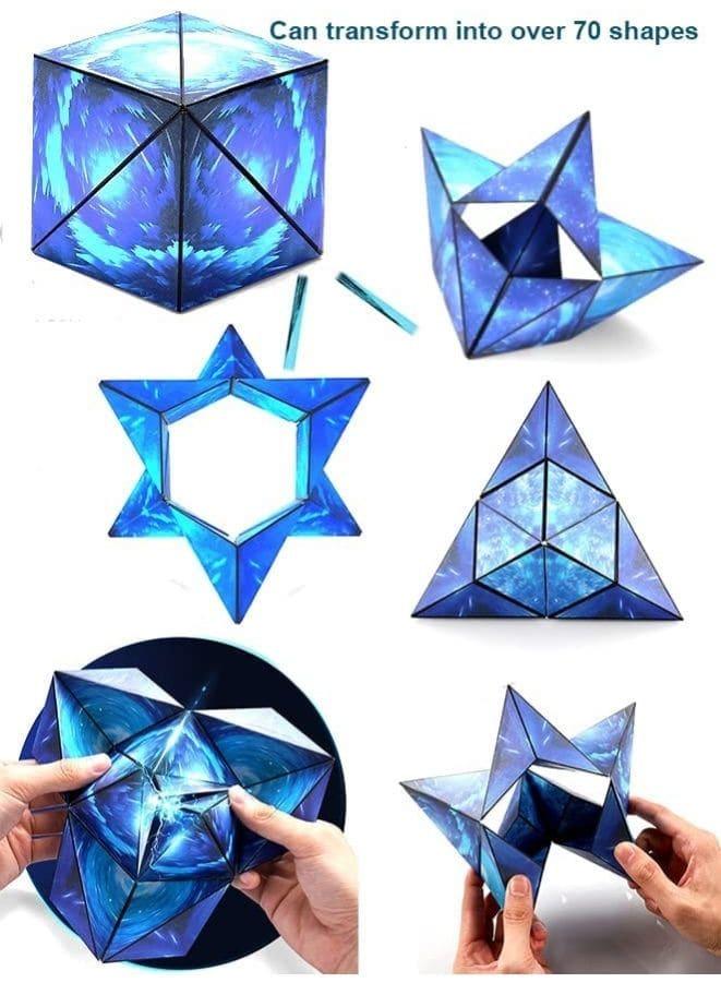 Shape Shifting Box, Fidget Cube with 36 Rare Earth Magnets - Extraordinary 3D Magic Cube – Cube Magnet Fidget Toy Transforms Into Over 70 Shapes, Light Blue Fatio General Trading