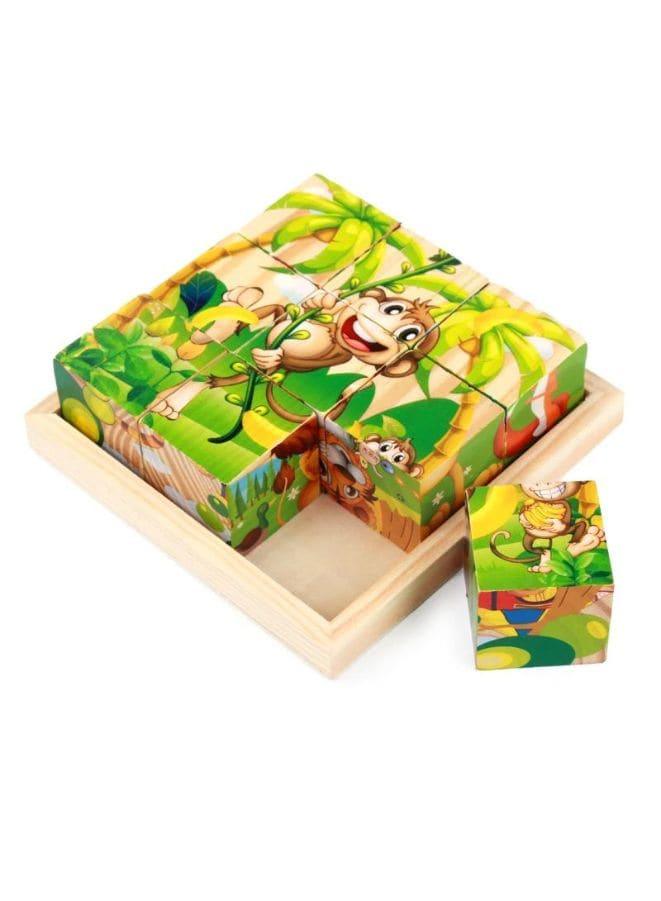 Six-sided 3D Cubes Jigsaw Puzzles With Wooden Tray Toys For Children Kids Educational Toys Funny Games, Jungle Fatio General Trading