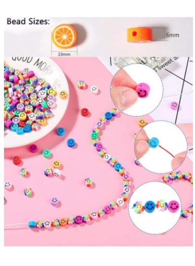 Smiley Beads for Making Bracelets Polymer Clay Beads 990 PCS 15 Styles Trendy Cute DIY Bracelet Earring Necklace Craft Making Supplies Fatio General Trading