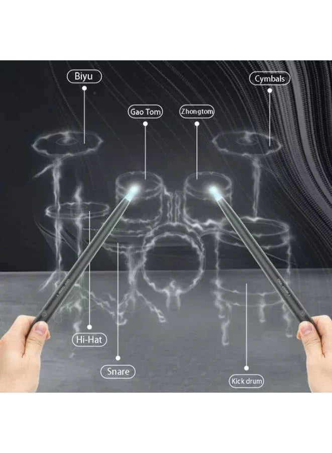 Virtual Drum Kit with Light, Portable Electric Air Drum Set Air Drum Sticks, Anti-slip Design, Ultra-low Latency