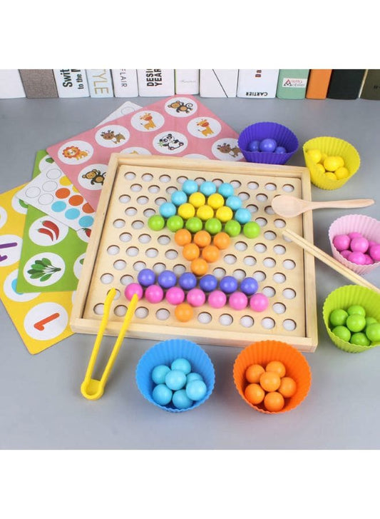 Two In One Memory Chess Clip Bead Game Baby Exercise Using Chopsticks Wooden Montessori Early Childhood Memory Training Toy Fatio General Trading