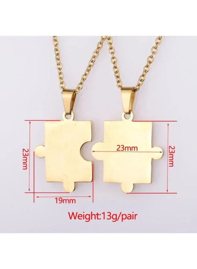Unique Matching Puzzle Pieces Necklaces for Couples Set - Make a Statement with Your Accessories Fatio General Trading