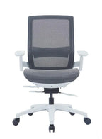 Ergonomic Grey Mesh Office Chair with Adjustable Armrests and Four-Position Lock Mechanism for Home or Office