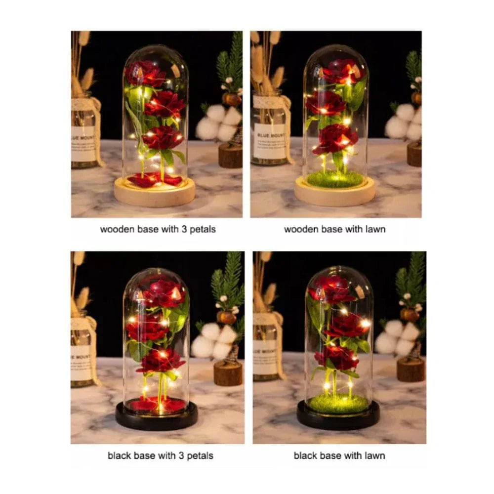 Valentines Day Gifts for Her, Valentine Rose Gift for Her Anniversary Birthday Party Beauty and The Beast Rose Flowers Artificial Rose Flower Gift on Preserved Rose Unique Gift for Wife Fatio General Trading