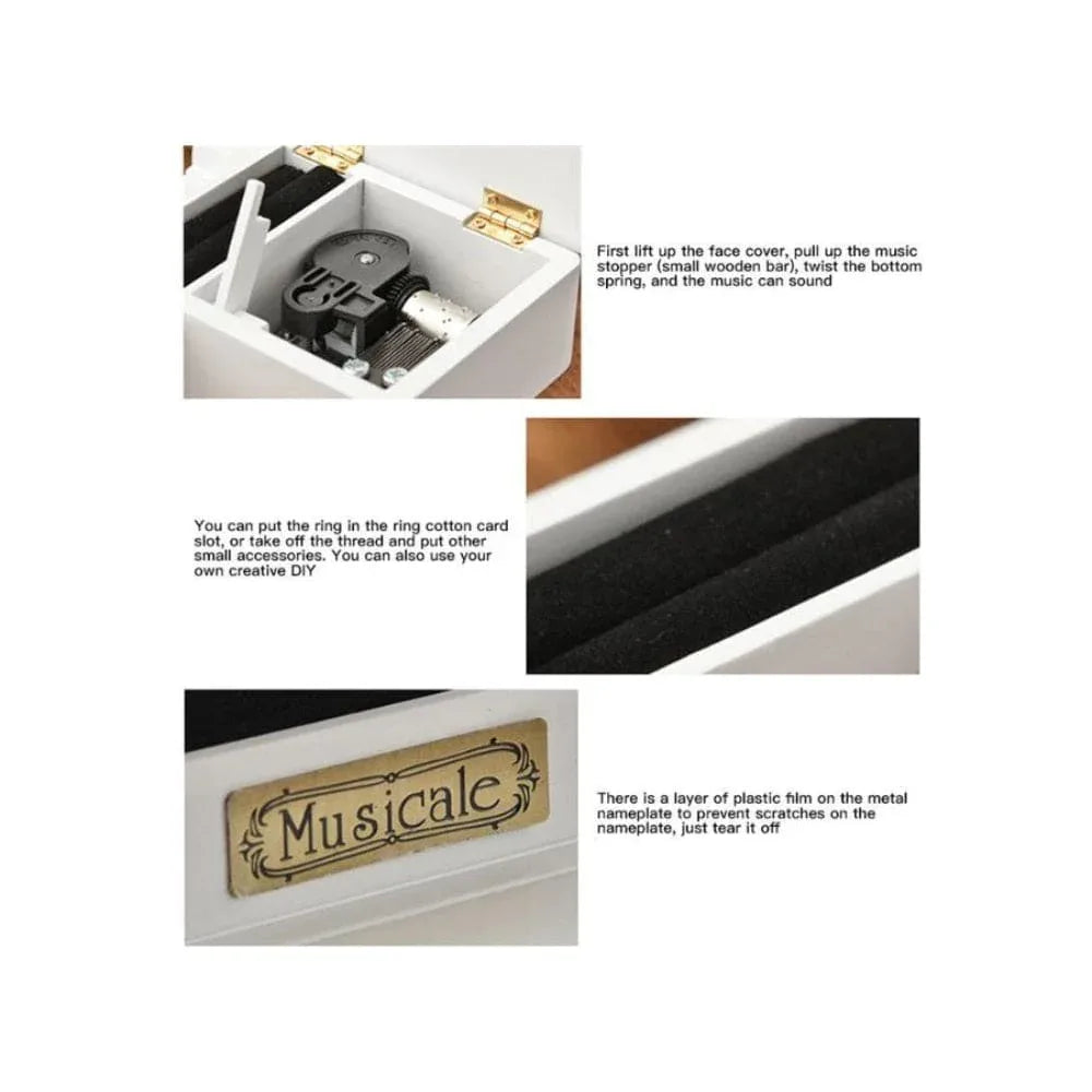 Vintage Windup Wooden Piano Music Box With Classical Music Tunes, Creative, Cute And Romantic Musical Gift for Birthday, Valentine, Christmas Fatio General Trading