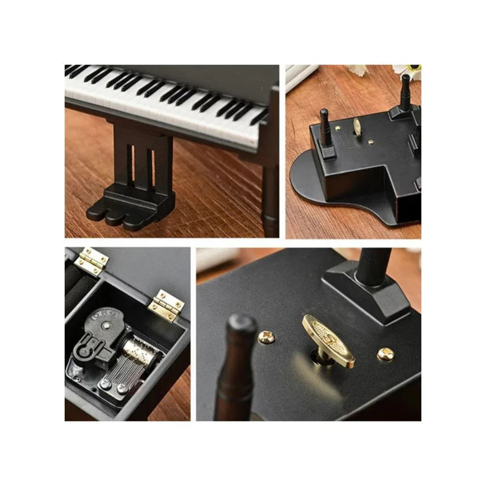 Vintage Windup Wooden Piano Music Box With Classical Music Tunes, Creative, Cute And Romantic Musical Gift for Birthday, Valentine, Christmas Fatio General Trading