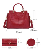 Textured Leather Shoulder Bag Set for Women , 3 Pcs