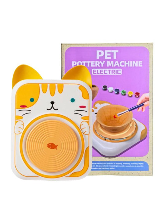 Electric Pet Pottery Machine Kit for Kids (3+ Years) - Learn to Create, Carve, Color, Fun