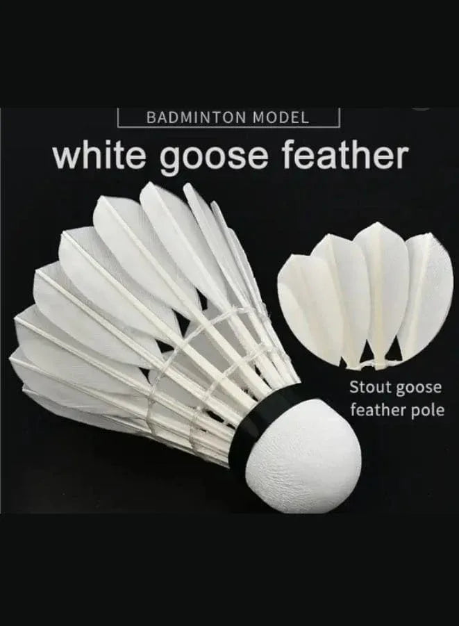 Whizz 12 PCS Feather Badminton Shuttle Class A Goose Feather Badminton Balls Sports Training Badminton Balls for Indoor Outdoor Sports, White Fatio General Trading