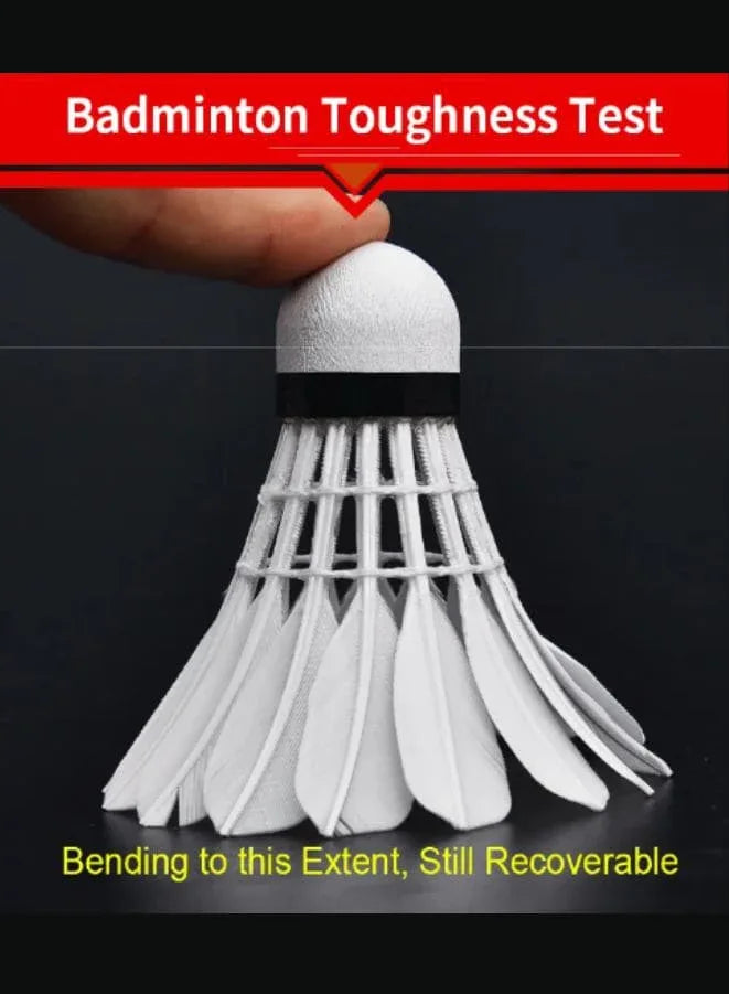 Whizz 12 PCS Feather Badminton Shuttle Class A Goose Feather Badminton Balls Sports Training Badminton Balls for Indoor Outdoor Sports, White Fatio General Trading