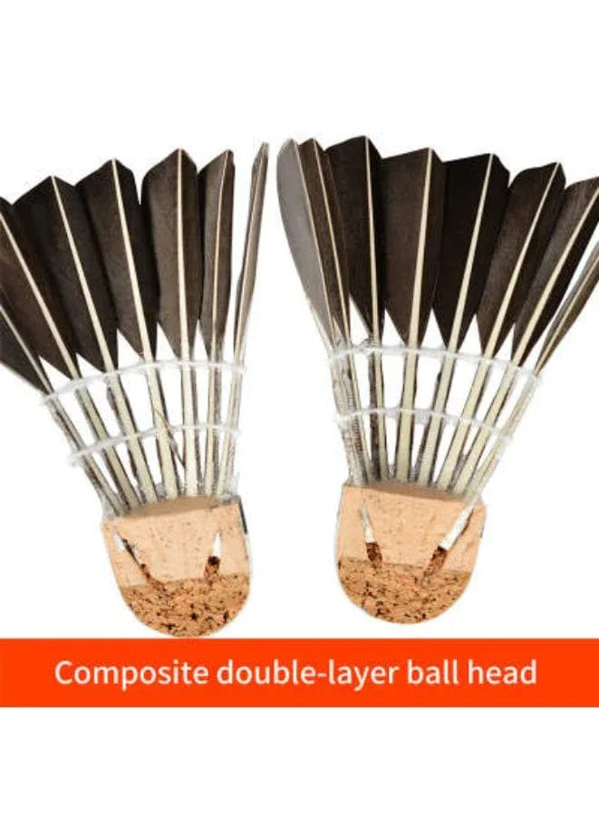 Whizz 6 PCS Feather Badminton Shuttle Goose Curving Feather Badminton Balls Sports Training Badminton Balls for Indoor Outdoor Sports, Black Fatio General Trading
