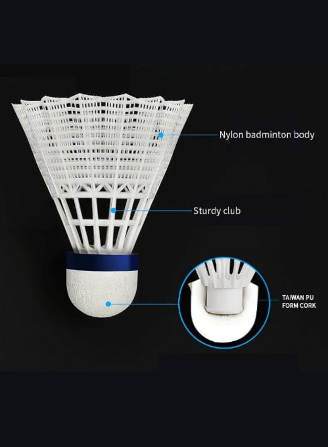 Whizz 6 PCS Nylon Badminton Shuttle Natural Soft Wood Badminton Balls Sports Training Badminton Balls for Indoor Outdoor Sports, White Fatio General Trading