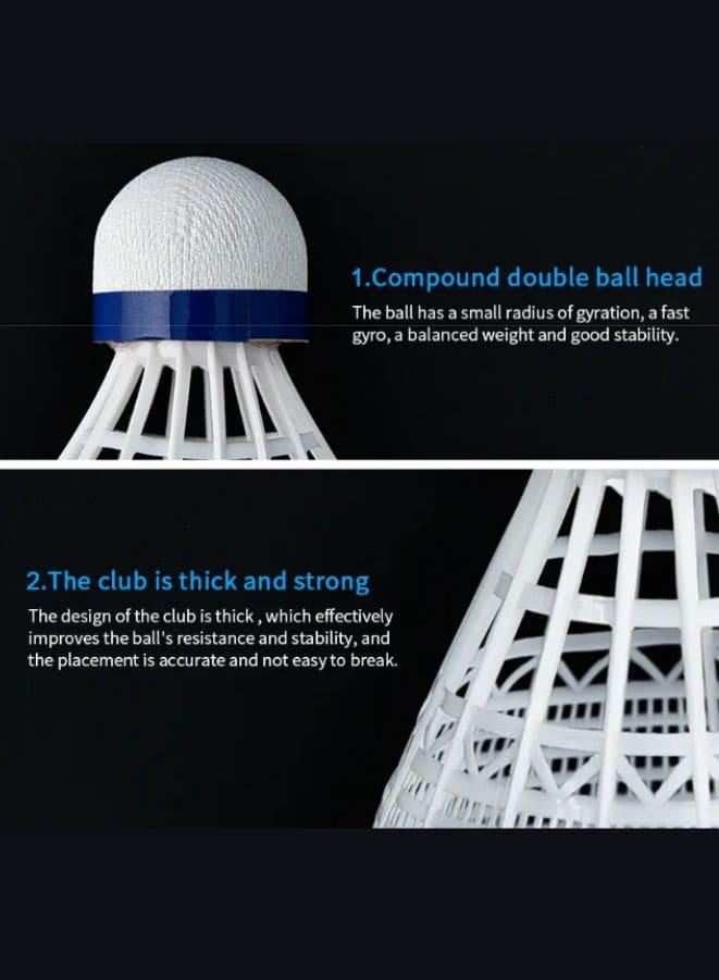 Whizz 6 PCS Nylon Badminton Shuttle Natural Soft Wood Badminton Balls Sports Training Badminton Balls for Indoor Outdoor Sports, White Fatio General Trading