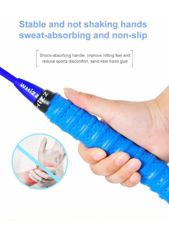 Whizz ED02 2 PCS Badminton Racket Set for Family Game, School Sports, Lightweight with Full Cover for Indoor and Outdoor Play, Beginners Level, Blue Fatio General Trading