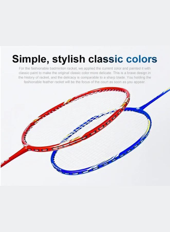 Whizz ED02 2 PCS Badminton Racket Set for Family Game, School Sports, Lightweight with Full Cover for Indoor and Outdoor Play, Beginners Level, Blue Fatio General Trading