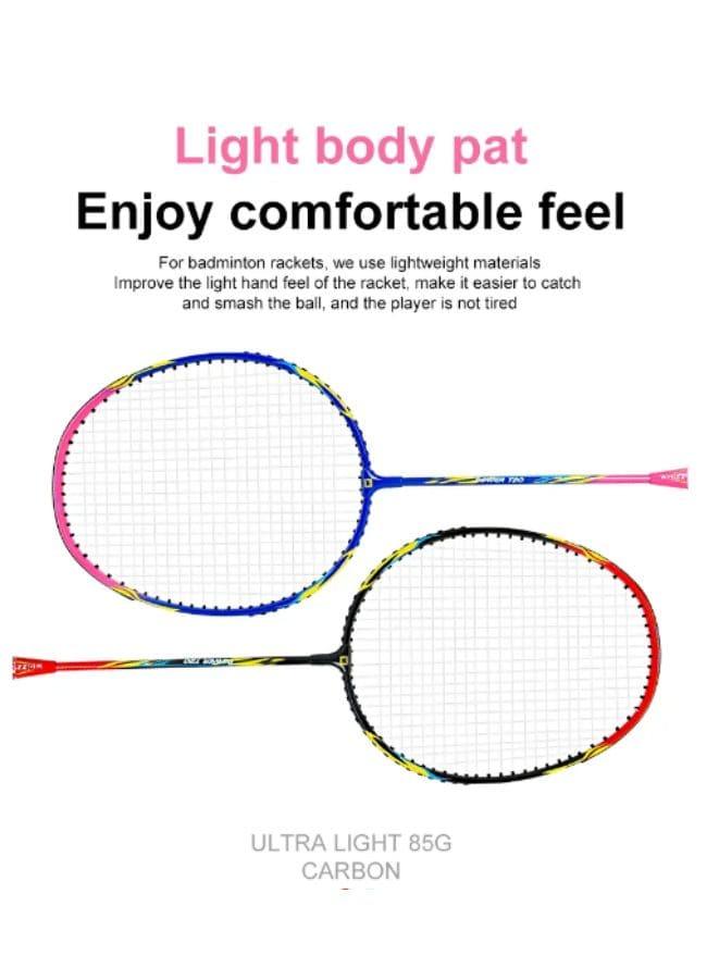 Whizz T20 2 PCS Badminton Racket Set for Family Game, School Sports, Lightweight with Full Cover for Indoor and Outdoor Play Beginners Level, Red Fatio General Trading