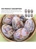 6 Pcs Metal Easter Egg Boxes | Bunny & Chick Print Candy Boxes for Easter Party Favors