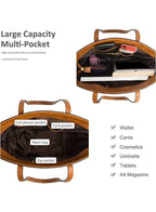 Women's 4-Piece Leather Tote Bag, Top-Handle Shoulder Bag, Blue/Patchwork Fatio General Trading