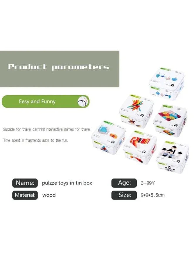 Wooden Brain IQ Training Puzzle in tin box Counting Toys for Kids Mathematics Math Diy Toys, Flight Chess Fatio General Trading