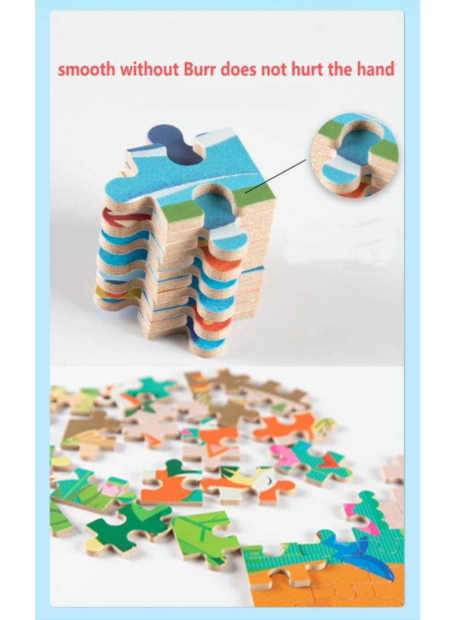 Wooden Jigsaw 120 Pieces Cartoon Animals Fairy Tales Puzzles Children Wood Early Learning Set Montessori Education Toy Kids Gift, Gnomes Fatio General Trading