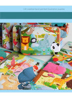 Wooden Jigsaw 120 Pieces Cartoon Animals Fairy Tales Puzzles Children Wood Early Learning Set Montessori Education Toy Kids Gift, Gnomes Fatio General Trading