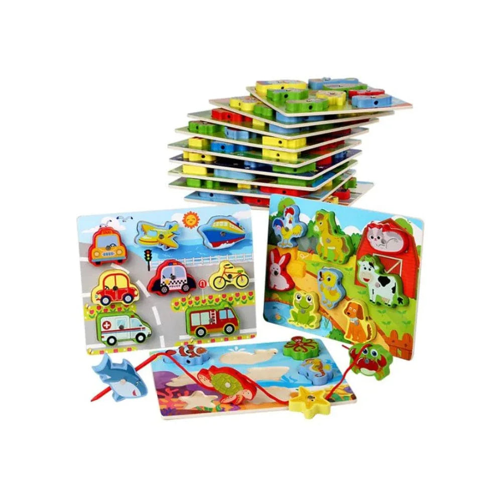 Wooden Magnetic Fishing Game Toys Set with Fish Rod, Cognition Fish Rod Toys Parent-child Interactive Early Educational Toy Fatio General Trading