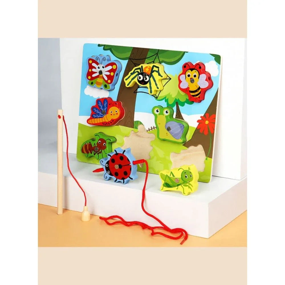 Wooden Magnetic Fishing Game Toys Set with Fish Rod, Cognition Fish Rod Toys Parent-child Interactive Early Educational Toy Fatio General Trading