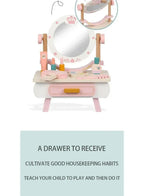 Wooden Mini Pink dressing Table Children's table and chair role-playing game Play as a family toy Fatio General Trading